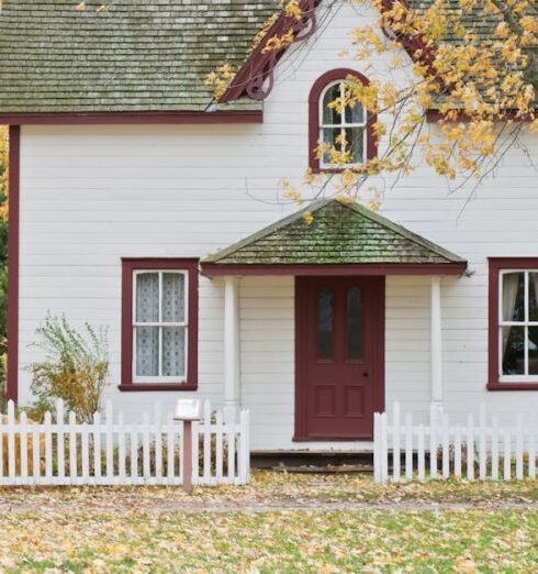 Bungalow - White and Red Wooden House With Fence