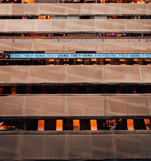 Routes - Night Market Aerial View in Bangkok, Thailand