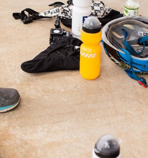 Rest Stops - Helmets and Water Bottles Lying on the Ground 