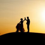 Sunset - Silhouette of Newly Wedded Couple