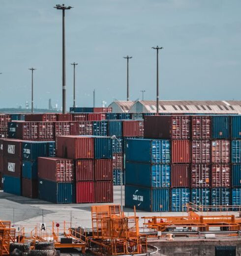 Containers - Intermodal Container Stacked on Port