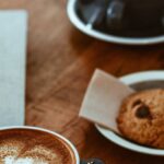 Breakfast - Black Teacup on Saucer Beside Cookie