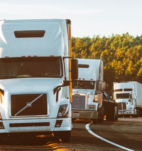 Transport - White Volvo Semi-truck on Side of Road