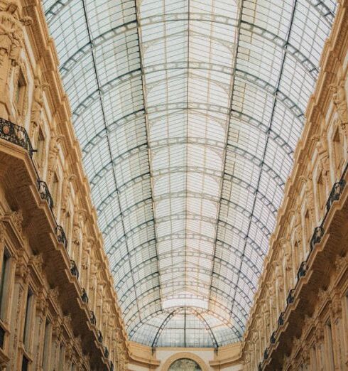 Shopping Cities - View of Empty Galleria Vittorio Emanuele II in Milan, Lombardy, Italy