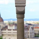 Viewpoints - Orszaghaz behind Wall with Columns behind Danube