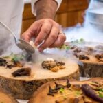 Cooking - Chef Preparing Vegetable Dish on Tree Slab