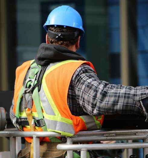 Safety - Man Wearing Hard Hat Standing