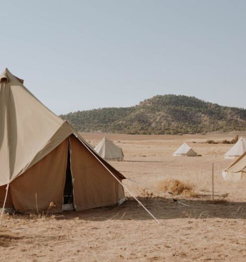 Campsites - Tent in camping area in countryside