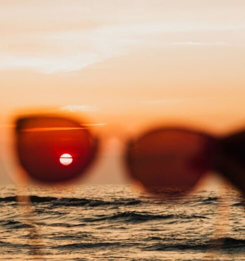 Water Filters - Silhouette of a Hand Holding Sunglasses to the Sunset Over Ocean Waves