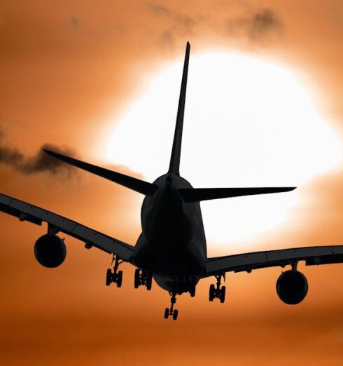 Flights - Shadow Image of a Plane Flying during Sunset