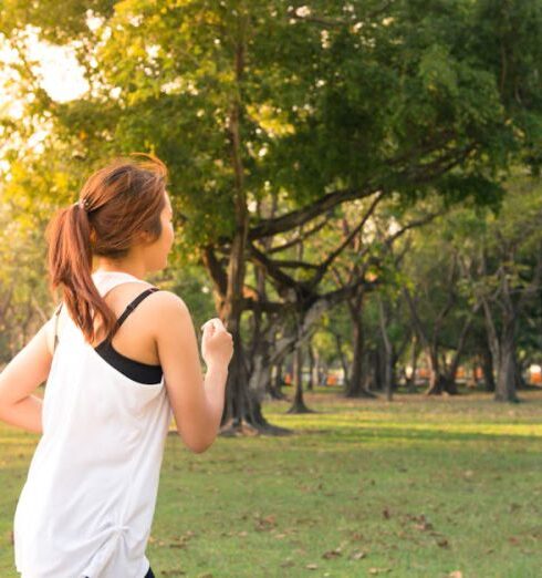 Healthy - Woman About to Run during Golden Hour