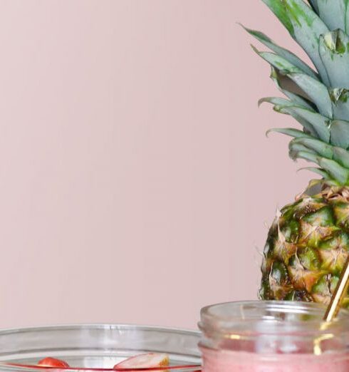 Smoothies - Strawberry Smoothie On Glass Jar