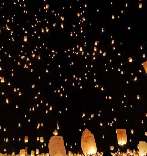 Festivals - Group of People Throwing Paper Lantern on Sky during Night