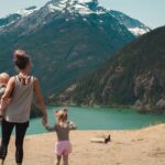 Family Vacation - Mother and Children Walks Near Body of Water