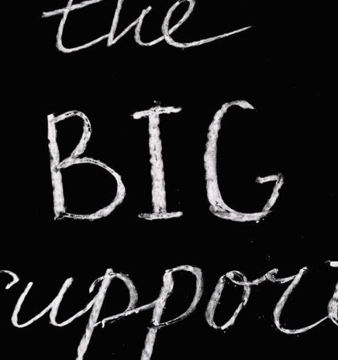 Benefits - The Big Support Lettering Text on Black Background