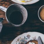 Meals - Breakfast Meals beside a Cup of Coffee on a Wooden Table