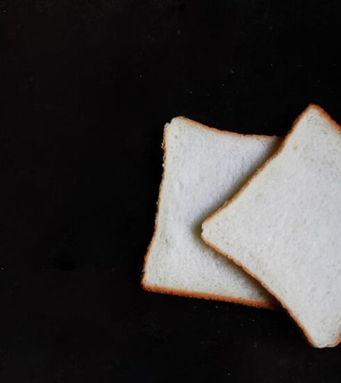 Diet - two slices of breads on top of black surface