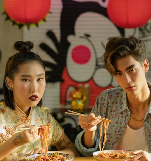 Meals - Couple Eating Bowl of Noodles