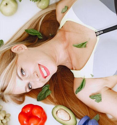 Vegetarianism - Woman Lying Among Fruit and Vegetables