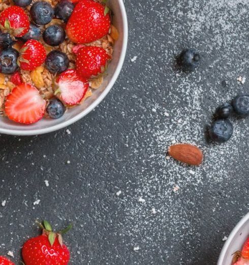 Muesli - Strawberries on Bowl