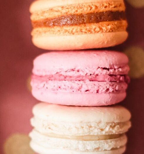 Foods - A French Macarons Surrounded with Flower Petals