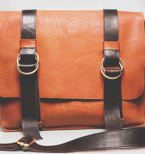 Bag - Orange and Black Leather Satchel Bag