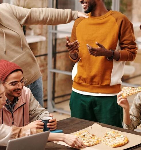 Sweatshirts - Multiracial Group of People by the Table