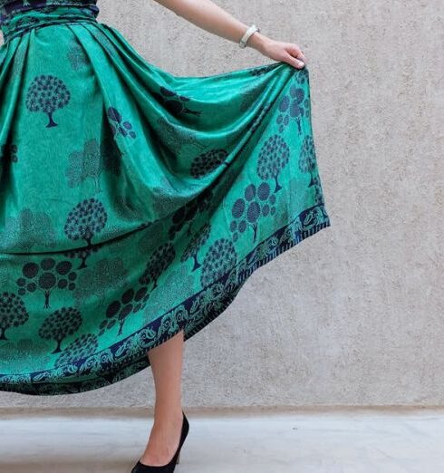 Skirt - Woman Wearing Green And Black Sleeveless Dress