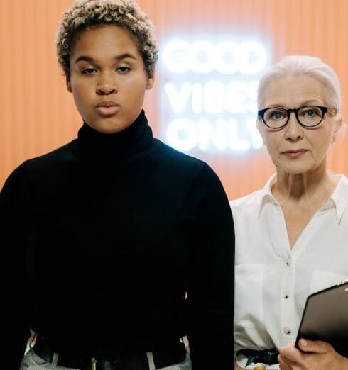 Turtleneck - Man in Black Sweater Beside Woman in White Shirt