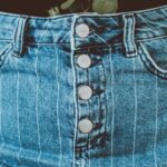 Skirt - Woman In Black Long-sleeved Shirt And Blue Denim Skirt