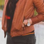 Jacket - Woman Wearing Brown Leather Jacket and Black Pants