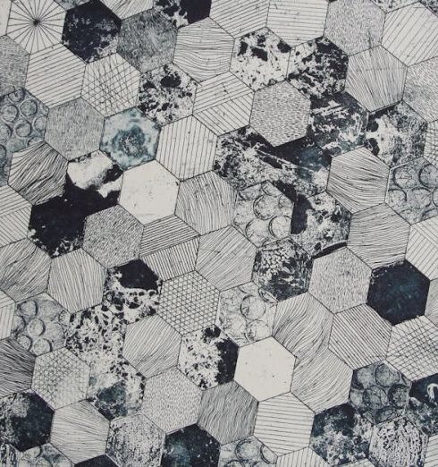 Patterns - Gray and Black Hive Printed Textile