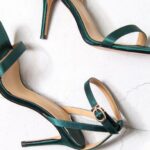 Heels - Green and Brown Peep Toe Heeled Sandals