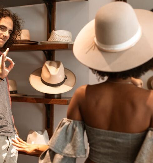 Outfits - Woman in White and Blue Dress Wearing White Hat