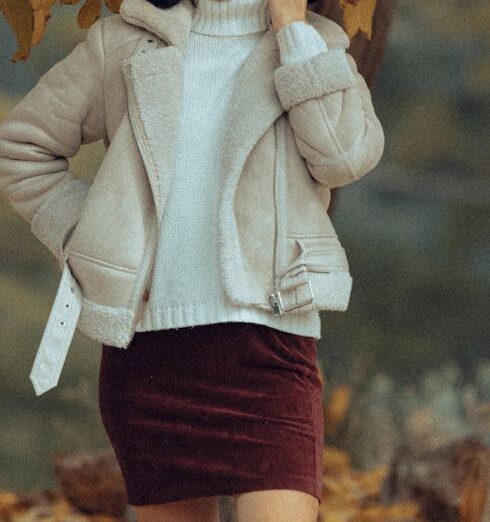 Turtlenecks - Young Elegant Woman in an Autumnal Outfit Standing Outside