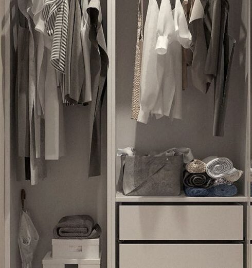 Wardrobe - Assorted Clothes Hanged Inside Cabinet