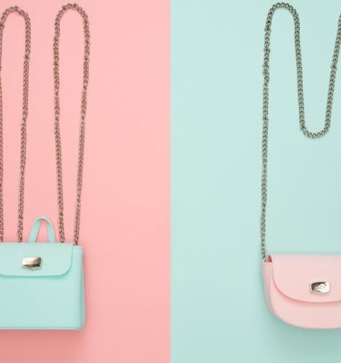 Bags - Photo of Two Teal and Pink Leather Crossbody Bags