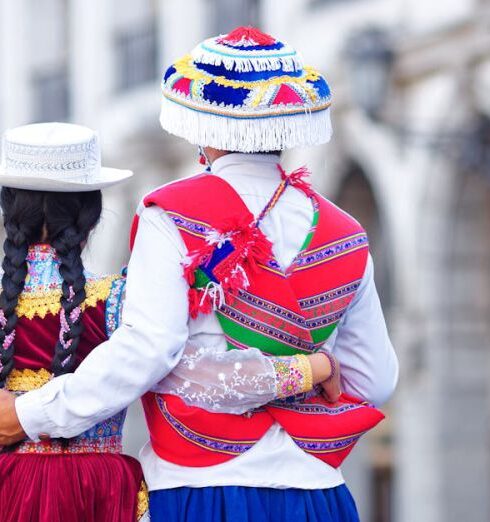 Dresses - Traditional peruvian Wititi dancers in the old town of Arequipa