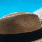 Hats - Beige And Black Hat Near Swimming Pool