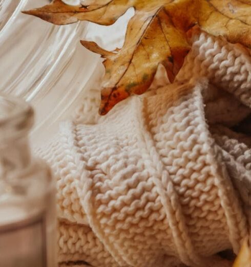 Sweaters - Brown Dried Leaves on White Textile