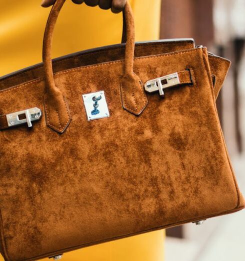 Bags - Woman Wearing Brown Leather Tote Bag