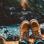 Boots - Person Wearing Pair of Brown Suede Work Boots Facing Body of Water