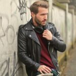 Jackets - Man Wearing Black Full-zip Biker Jacket