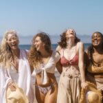 Bikinis - A Group of Women Walking on the Beach