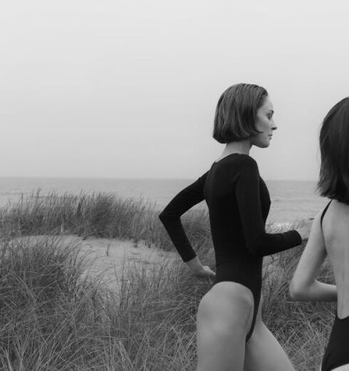 Bikinis - A Grayscale of Women in Bikinis Running