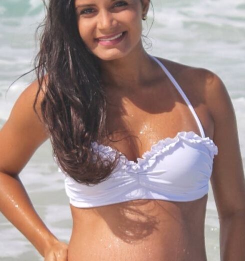 Bikini - Woman Wearing White 2-piece Bikini At The Beach