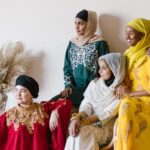 Dresses - Group of Women in Yellow and Red Dresses