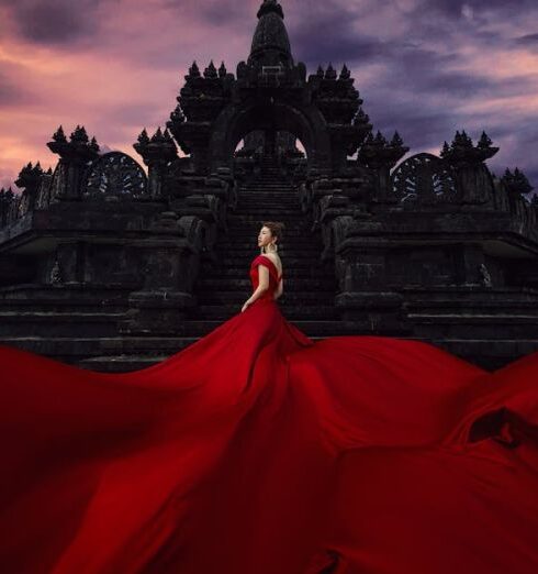 Gown - Woman Wearing Red Log Dress Outside Building