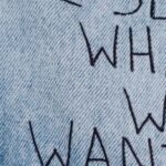 Denim - Blue Denim Collared Top With We See What We Want Text Overlay