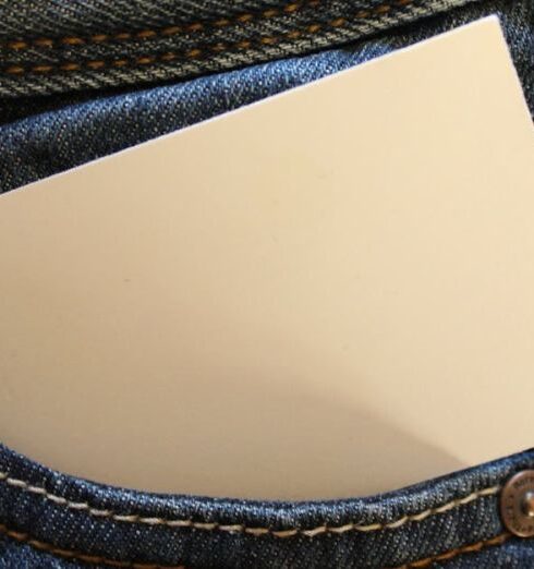 Jeans - White Card on Gray Denim Pants Pouch